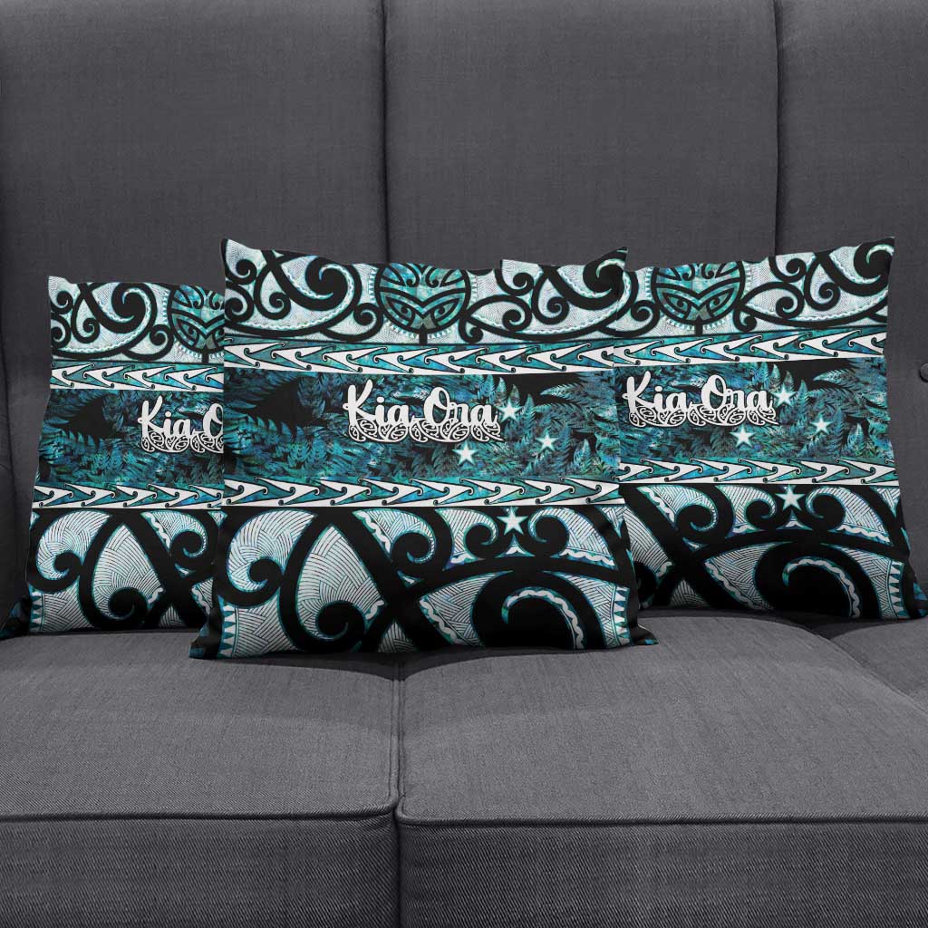 Kia Ora New Zealand Pillow Cover Aotearoa Proud Maori Paua Shell Silver Fern - Polynesian Pride