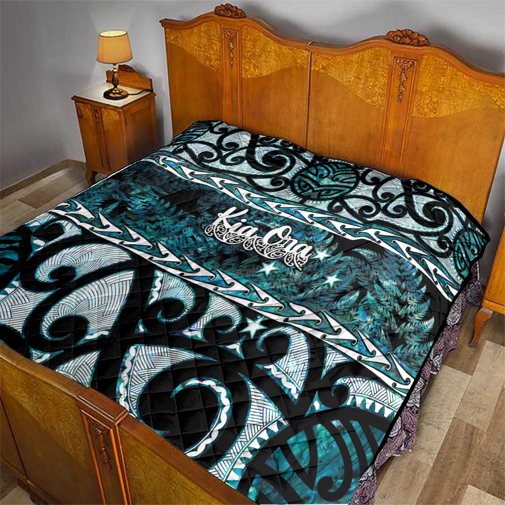 Kia Ora New Zealand Quilt Aotearoa Proud Maori Paua Shell Silver Fern - Polynesian Pride