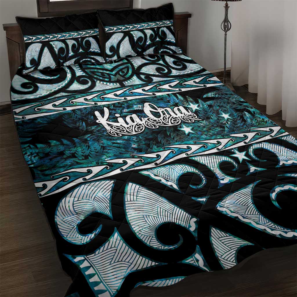 Kia Ora New Zealand Quilt Bed Set Aotearoa Proud Maori Paua Shell Silver Fern - Polynesian Pride