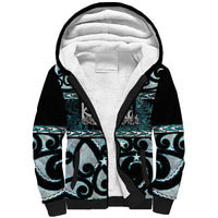 Kia Ora New Zealand Sherpa Hoodie Aotearoa Proud Maori Paua Shell Silver Fern - Polynesian Pride