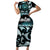 Kia Ora New Zealand Short Sleeve Bodycon Dress Aotearoa Proud Maori Paua Shell Silver Fern - Polynesian Pride