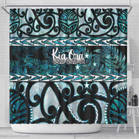Kia Ora New Zealand Shower Curtain Aotearoa Proud Maori Paua Shell Silver Fern - Polynesian Pride