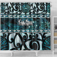 Kia Ora New Zealand Shower Curtain Aotearoa Proud Maori Paua Shell Silver Fern - Polynesian Pride