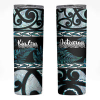 Kia Ora New Zealand Skinny Tumbler Aotearoa Proud Maori Paua Shell Silver Fern - Polynesian Pride