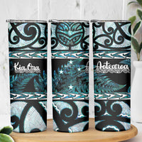 Kia Ora New Zealand Skinny Tumbler Aotearoa Proud Maori Paua Shell Silver Fern - Polynesian Pride