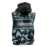 Kia Ora New Zealand Sleeveless Zip Hoodie Aotearoa Proud Maori Paua Shell Silver Fern - Polynesian Pride