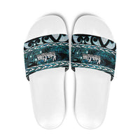 Kia Ora New Zealand Slide Sandals Aotearoa Proud Maori Paua Shell Silver Fern - Polynesian Pride