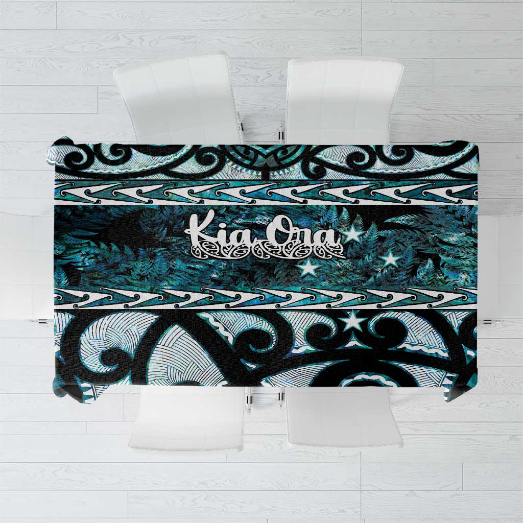 Kia Ora New Zealand Tablecloth Aotearoa Proud Maori Paua Shell Silver Fern - Polynesian Pride