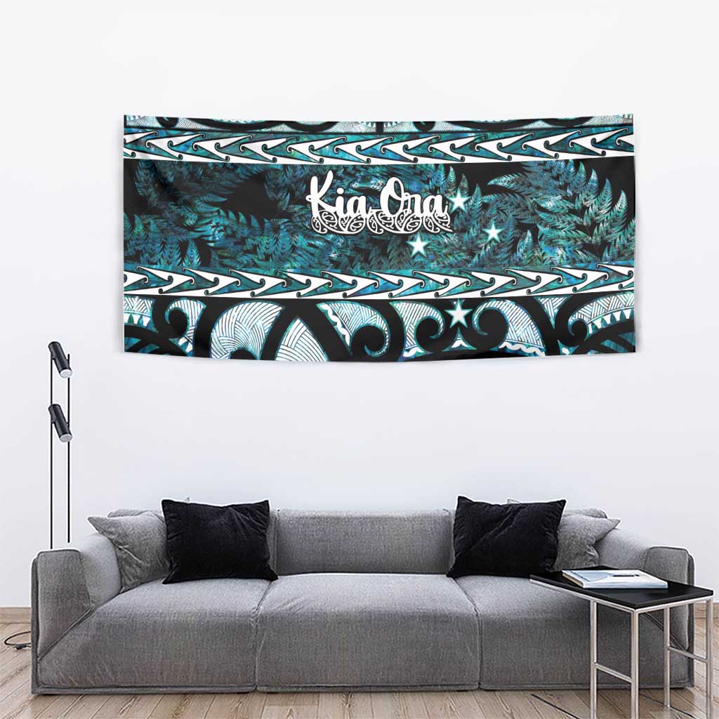 Kia Ora New Zealand Tapestry Aotearoa Proud Maori Paua Shell Silver Fern - Polynesian Pride