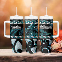 Kia Ora New Zealand Tumbler With Handle Aotearoa Proud Maori Paua Shell Silver Fern - Polynesian Pride