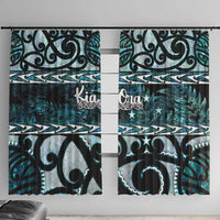 Kia Ora New Zealand Window Curtain Aotearoa Proud Maori Paua Shell Silver Fern - Polynesian Pride