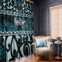 Kia Ora New Zealand Window Curtain Aotearoa Proud Maori Paua Shell Silver Fern - Polynesian Pride