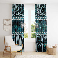 Kia Ora New Zealand Window Curtain Aotearoa Proud Maori Paua Shell Silver Fern - Polynesian Pride