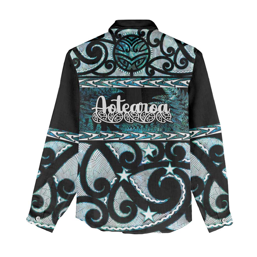 Kia Ora New Zealand Women Casual Shirt Aotearoa Proud Maori Paua Shell Silver Fern - Polynesian Pride