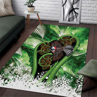 Piwakawaka New Zealand Christmas In July Area Rug NZ Aroha Koru Fern Marble Vibes