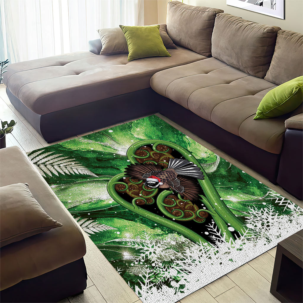 Piwakawaka New Zealand Christmas In July Area Rug NZ Aroha Koru Fern Marble Vibes