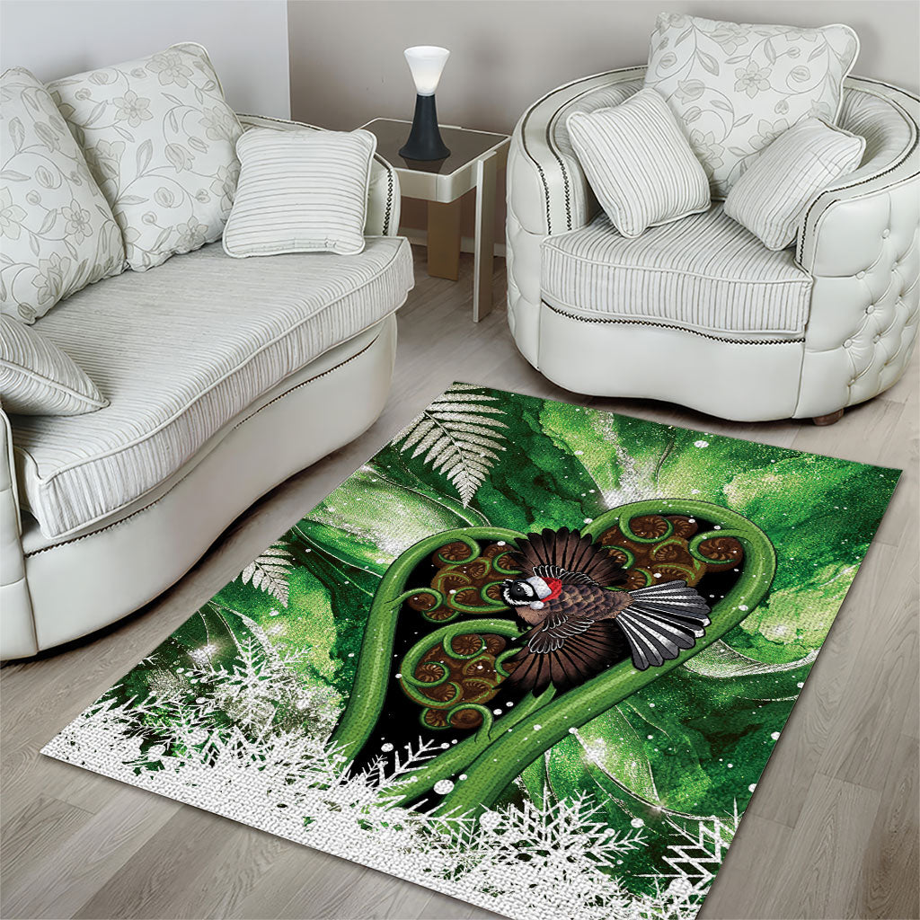 Piwakawaka New Zealand Christmas In July Area Rug NZ Aroha Koru Fern Marble Vibes