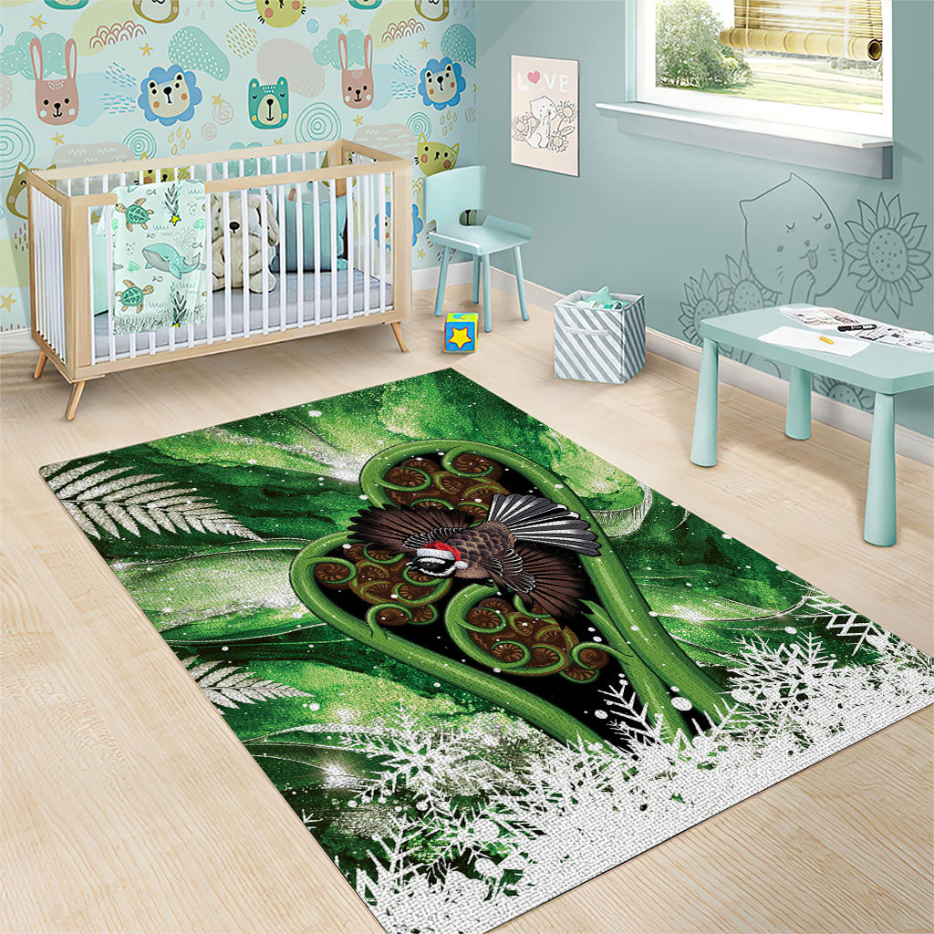 Piwakawaka New Zealand Christmas In July Area Rug NZ Aroha Koru Fern Marble Vibes