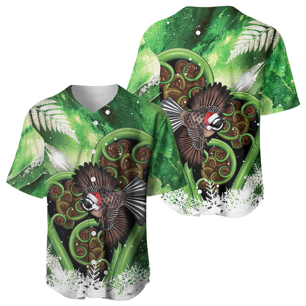 Piwakawaka New Zealand Christmas In July Baseball Jersey NZ Aroha Koru Fern Marble Vibes
