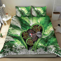 Piwakawaka New Zealand Christmas In July Bedding Set NZ Aroha Koru Fern Marble Vibes