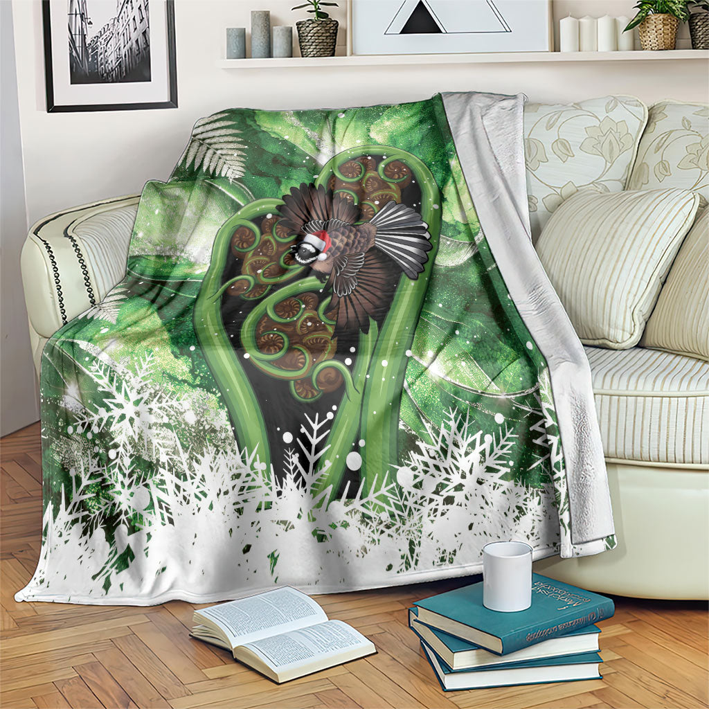 Piwakawaka New Zealand Christmas In July Blanket NZ Aroha Koru Fern Marble Vibes
