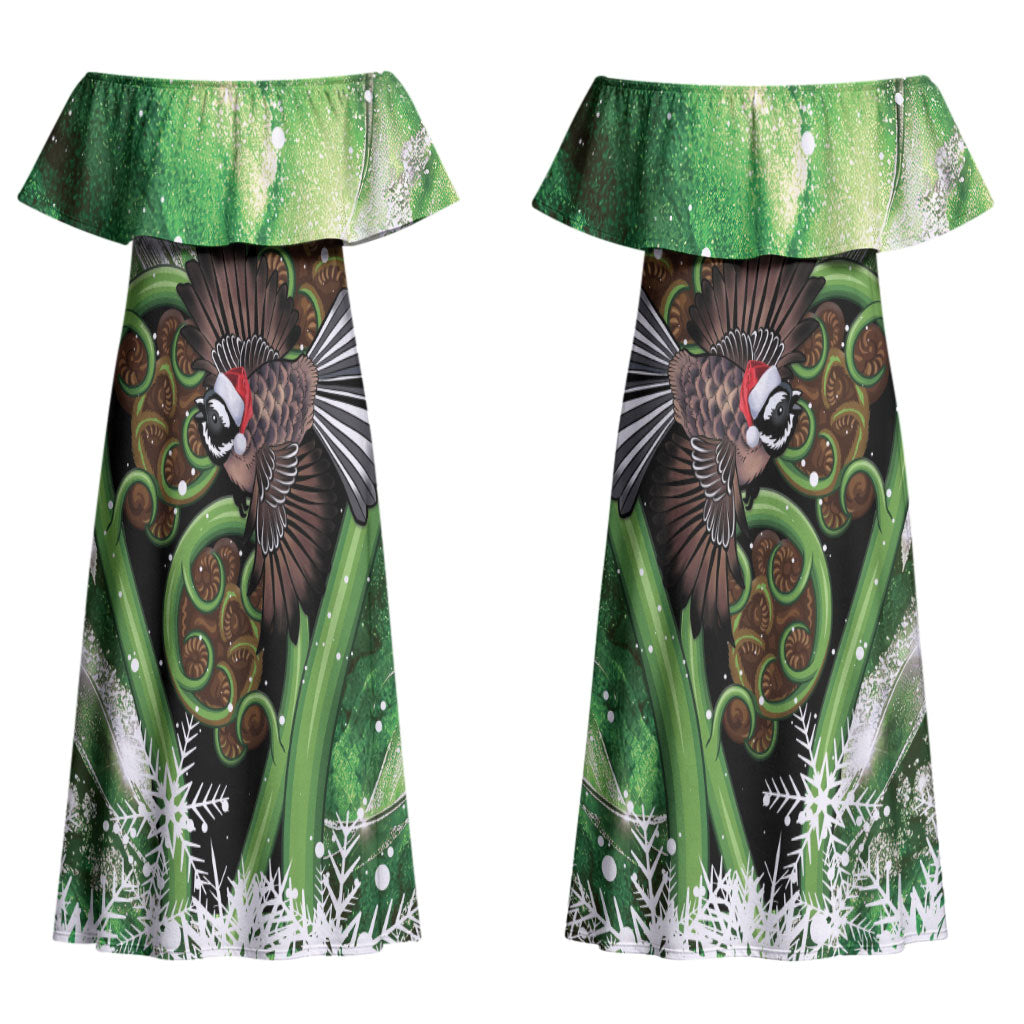 Piwakawaka New Zealand Christmas In July Couples Matching Off Shoulder Maxi Dress and Hawaiian Shirt NZ Aroha Koru Fern Marble Vibes LT14 - Polynesian Pride