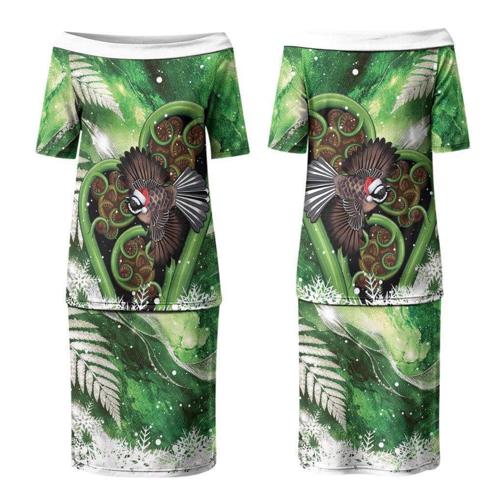 Piwakawaka New Zealand Christmas In July Couples Matching Puletasi and Hawaiian Shirt NZ Aroha Koru Fern Marble Vibes LT14 - Polynesian Pride