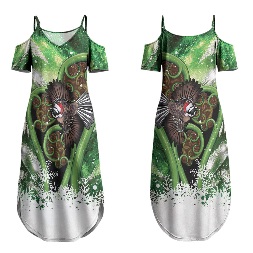 Piwakawaka New Zealand Christmas In July Couples Matching Summer Maxi Dress and Hawaiian Shirt NZ Aroha Koru Fern Marble Vibes LT14 - Polynesian Pride