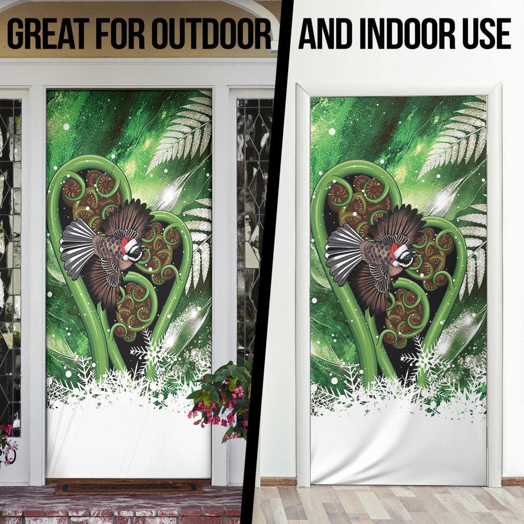 Piwakawaka New Zealand Christmas In July Door Cover NZ Aroha Koru Fern Marble Vibes