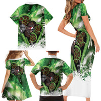 Piwakawaka New Zealand Christmas In July Family Matching Short Sleeve Bodycon Dress and Hawaiian Shirt NZ Aroha Koru Fern Marble Vibes