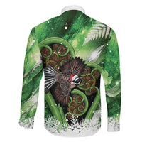 Piwakawaka New Zealand Christmas In July Family Matching Short Sleeve Bodycon Dress and Hawaiian Shirt NZ Aroha Koru Fern Marble Vibes
