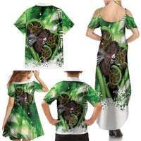 Piwakawaka New Zealand Christmas In July Family Matching Summer Maxi Dress and Hawaiian Shirt NZ Aroha Koru Fern Marble Vibes