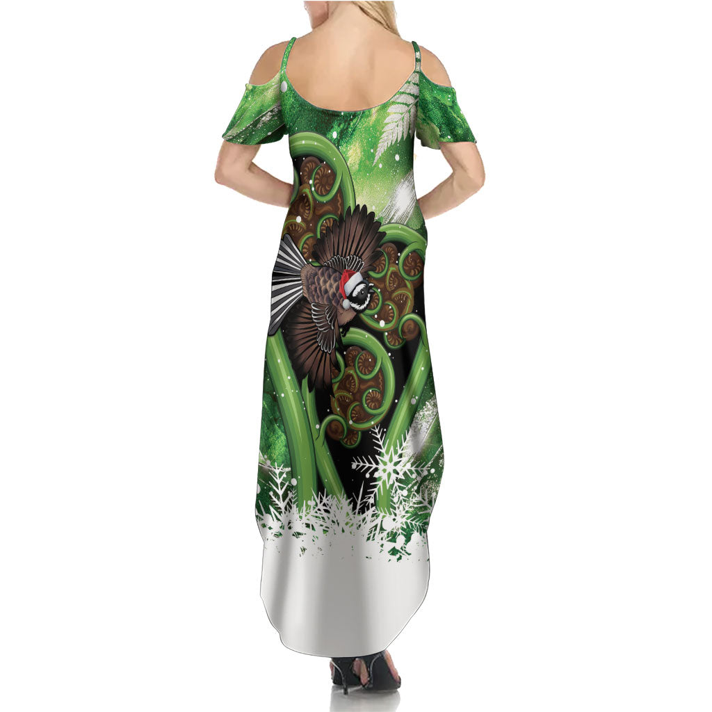 Piwakawaka New Zealand Christmas In July Family Matching Summer Maxi Dress and Hawaiian Shirt NZ Aroha Koru Fern Marble Vibes