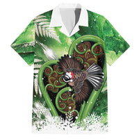 Piwakawaka New Zealand Christmas In July Hawaiian Shirt NZ Aroha Koru Fern Marble Vibes