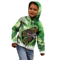 Piwakawaka New Zealand Christmas In July Kid Hoodie NZ Aroha Koru Fern Marble Vibes