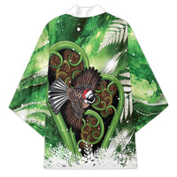 Piwakawaka New Zealand Christmas In July Kimono NZ Aroha Koru Fern Marble Vibes