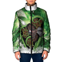 Piwakawaka New Zealand Christmas In July Padded Jacket NZ Aroha Koru Fern Marble Vibes