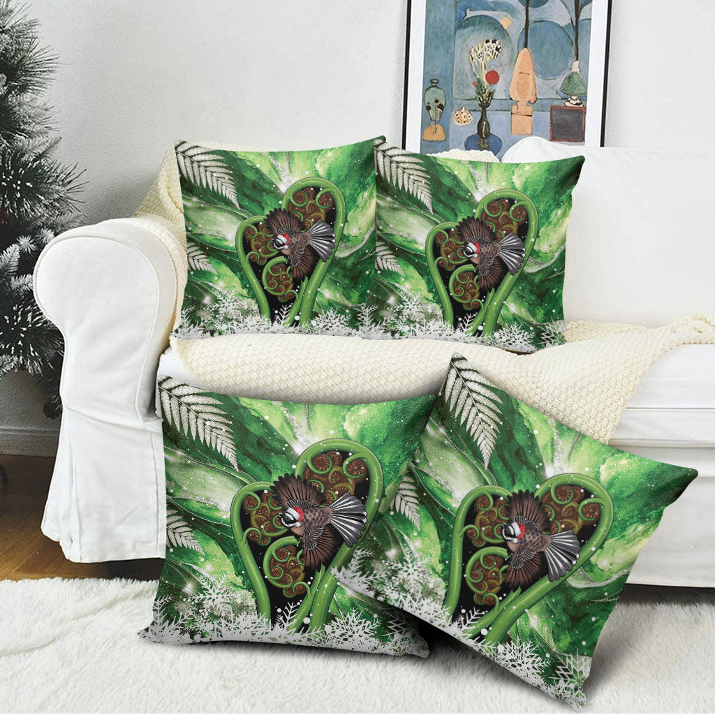 Piwakawaka New Zealand Christmas In July Pillow Cover NZ Aroha Koru Fern Marble Vibes