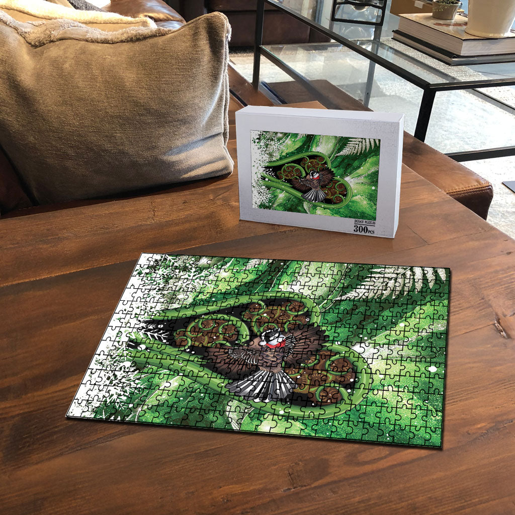 Piwakawaka New Zealand Christmas In July Puzzle NZ Aroha Koru Fern Marble Vibes