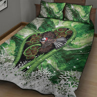 Piwakawaka New Zealand Christmas In July Quilt Bed Set NZ Aroha Koru Fern Marble Vibes