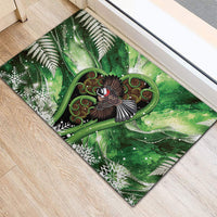 Piwakawaka New Zealand Christmas In July Rubber Doormat NZ Aroha Koru Fern Marble Vibes