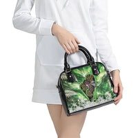 Piwakawaka New Zealand Christmas In July Shoulder Handbag NZ Aroha Koru Fern Marble Vibes