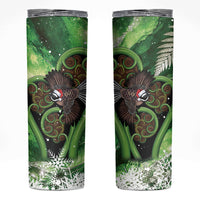 Piwakawaka New Zealand Christmas In July Skinny Tumbler NZ Aroha Koru Fern Marble Vibes