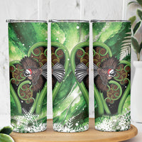 Piwakawaka New Zealand Christmas In July Skinny Tumbler NZ Aroha Koru Fern Marble Vibes