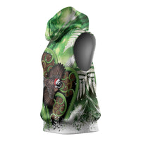 Piwakawaka New Zealand Christmas In July Sleeveless Hoodie NZ Aroha Koru Fern Marble Vibes