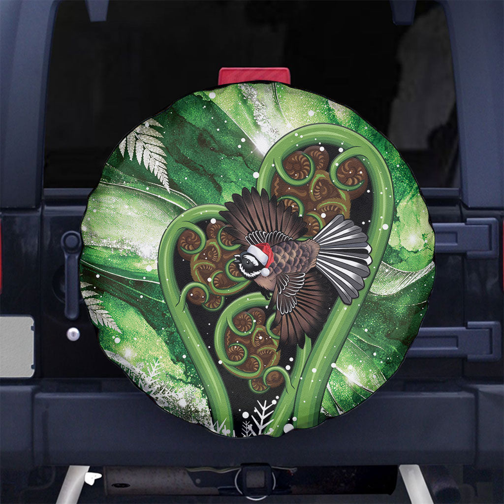 Piwakawaka New Zealand Christmas In July Spare Tire Cover NZ Aroha Koru Fern Marble Vibes