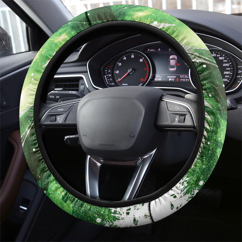 Piwakawaka New Zealand Christmas In July Steering Wheel Cover NZ Aroha Koru Fern Marble Vibes