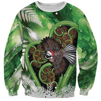 Piwakawaka New Zealand Christmas In July Sweatshirt NZ Aroha Koru Fern Marble Vibes