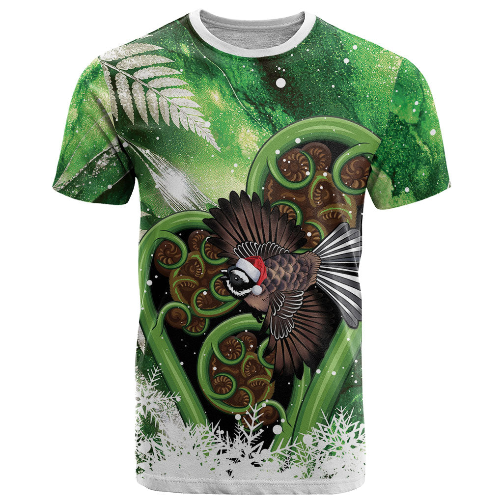 Piwakawaka New Zealand Christmas In July T Shirt NZ Aroha Koru Fern Marble Vibes