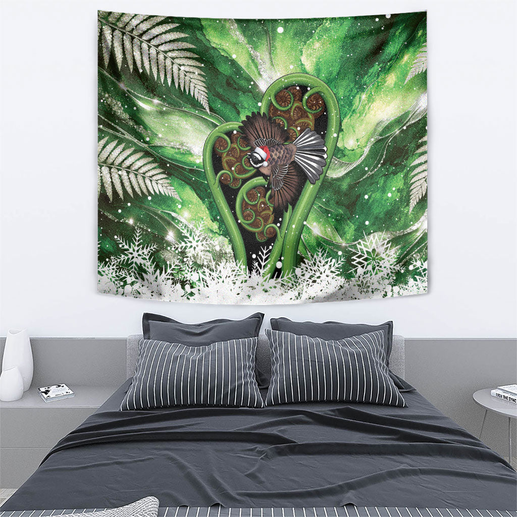 Piwakawaka New Zealand Christmas In July Tapestry NZ Aroha Koru Fern Marble Vibes